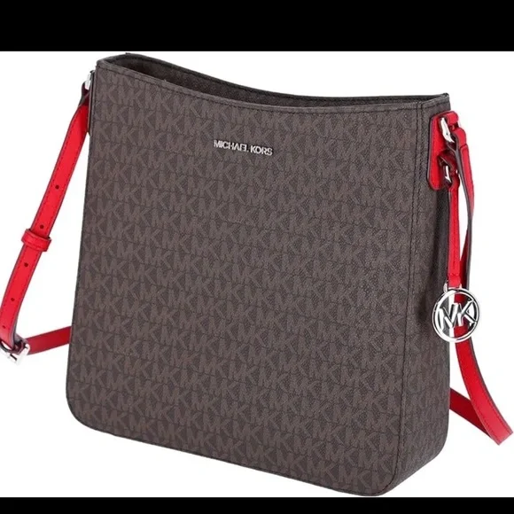 NWT Michael Kors Jet Set Travel Large Messenger crossbody Brown Bag - Picture 4 of 8